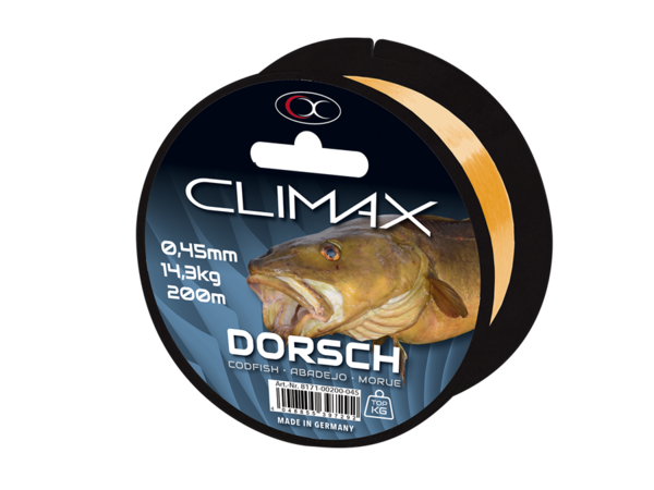 200m Climax Zielfischschnur Dorsch 0,45mm(Grundpreis: 2,48€/100m)